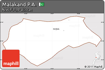 Classic Style Simple Map of Malakand P.A., cropped outside