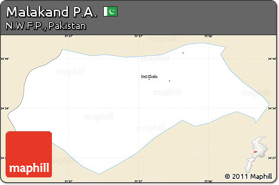 Classic Style Simple Map of Malakand P.A., single color outside