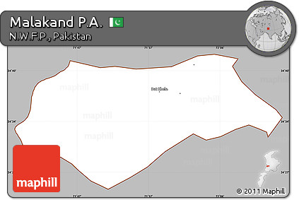 Gray Simple Map of Malakand P.A., cropped outside