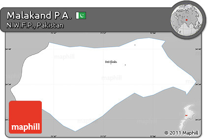 Gray Simple Map of Malakand P.A., single color outside