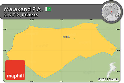Savanna Style Simple Map of Malakand P.A., single color outside