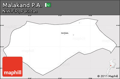 Silver Style Simple Map of Malakand P.A., cropped outside