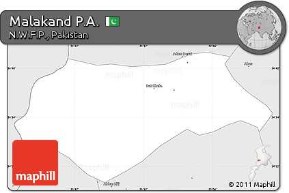 Silver Style Simple Map of Malakand P.A.