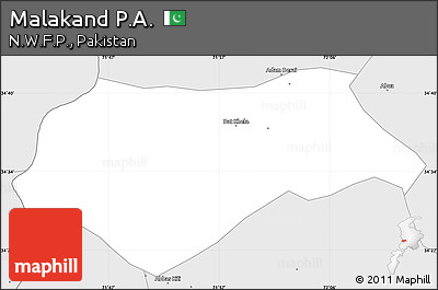 Silver Style Simple Map of Malakand P.A.