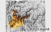 Physical 3D Map of Mansehra, lighten, desaturated