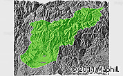 Political 3D Map of Mansehra, desaturated