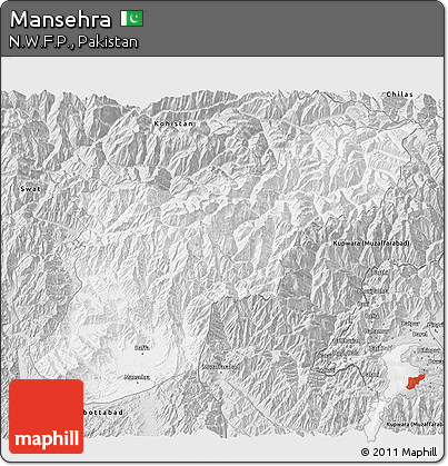Silver Style 3D Map of Mansehra