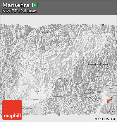 Silver Style 3D Map of Mansehra