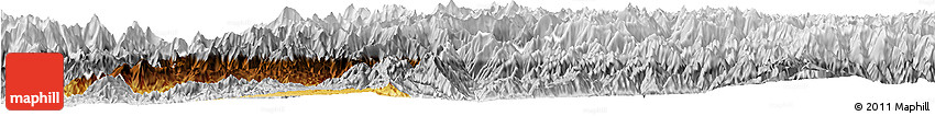 Physical Horizon Map of Mansehra, lighten, desaturated