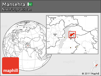 Blank Location Map of Mansehra, highlighted parent region