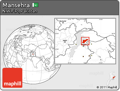 Blank Location Map of Mansehra, highlighted parent region