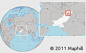 Gray Location Map of Mansehra, highlighted country, within the entire country