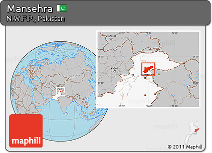 Gray Location Map of Mansehra, highlighted country