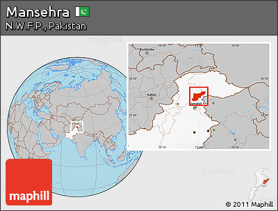 Gray Location Map of Mansehra, highlighted country
