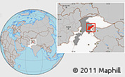 Gray Location Map of Mansehra, highlighted country, highlighted parent region