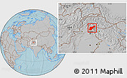 Gray Location Map of Mansehra, hill shading