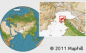 Satellite Location Map of Mansehra, highlighted country