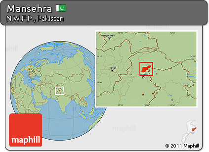 Savanna Style Location Map of Mansehra