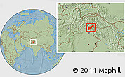 Savanna Style Location Map of Mansehra, hill shading