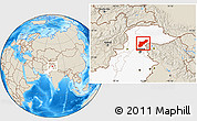 Shaded Relief Location Map of Mansehra, highlighted country