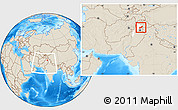 Shaded Relief Location Map of Mansehra, highlighted parent region, within the entire country