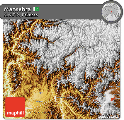 Physical Map of Mansehra