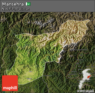 Satellite Map of Mansehra, darken