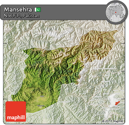 Satellite Map of Mansehra, lighten