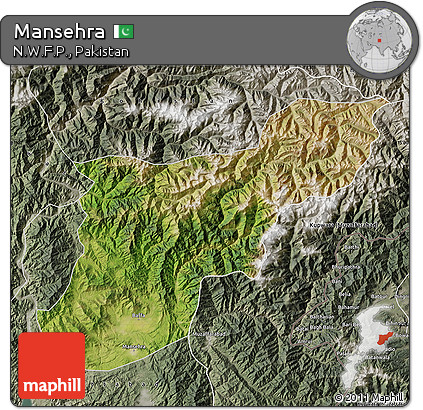 Satellite Map of Mansehra, semi-desaturated