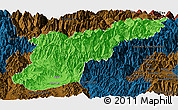 Political Panoramic Map of Mansehra, darken