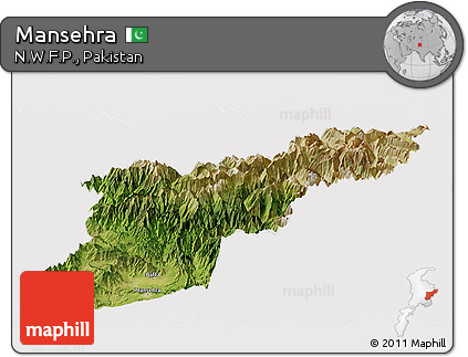 Satellite Panoramic Map of Mansehra, cropped outside