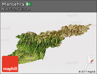 Satellite Panoramic Map of Mansehra, cropped outside