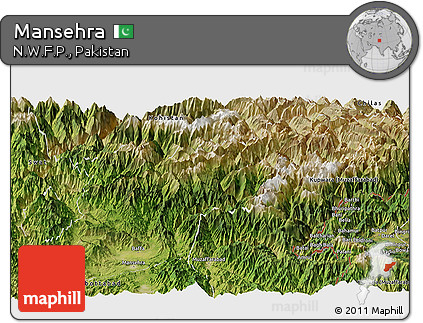 Satellite Panoramic Map of Mansehra