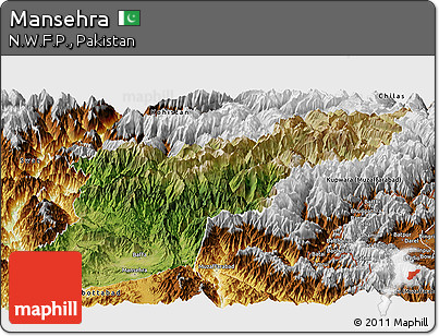 Satellite Panoramic Map of Mansehra, physical outside