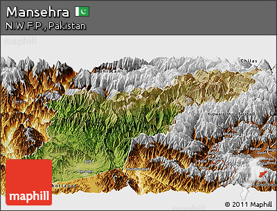 Satellite Panoramic Map of Mansehra, physical outside