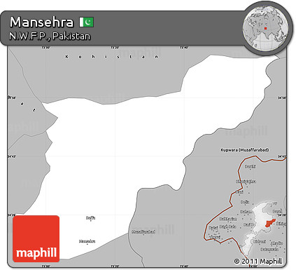 Gray Simple Map of Mansehra