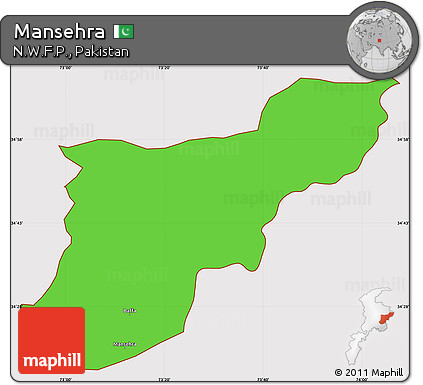 Political Simple Map of Mansehra, cropped outside