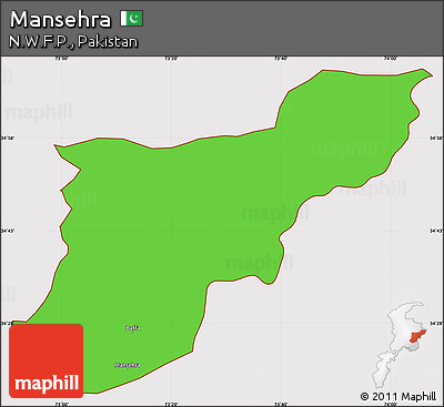 Political Simple Map of Mansehra, cropped outside
