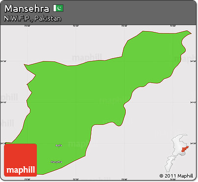 Political Simple Map of Mansehra, cropped outside