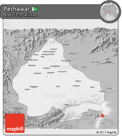 Gray 3D Map of Peshawar