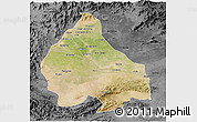 Satellite 3D Map of Peshawar, darken, desaturated