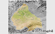 Satellite 3D Map of Peshawar, desaturated