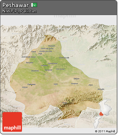 Satellite 3D Map of Peshawar, lighten
