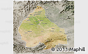 Satellite 3D Map of Peshawar, semi-desaturated