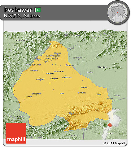 Savanna Style 3D Map of Peshawar