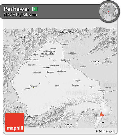 Silver Style 3D Map of Peshawar