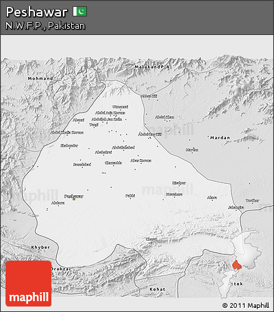 Silver Style 3D Map of Peshawar