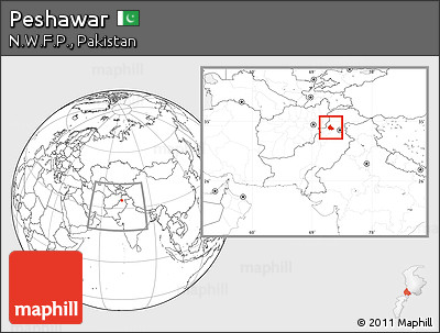 Blank Location Map of Peshawar, within the entire country