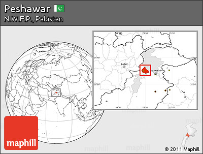 Blank Location Map of Peshawar, highlighted parent region