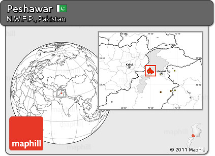 Blank Location Map of Peshawar, highlighted parent region